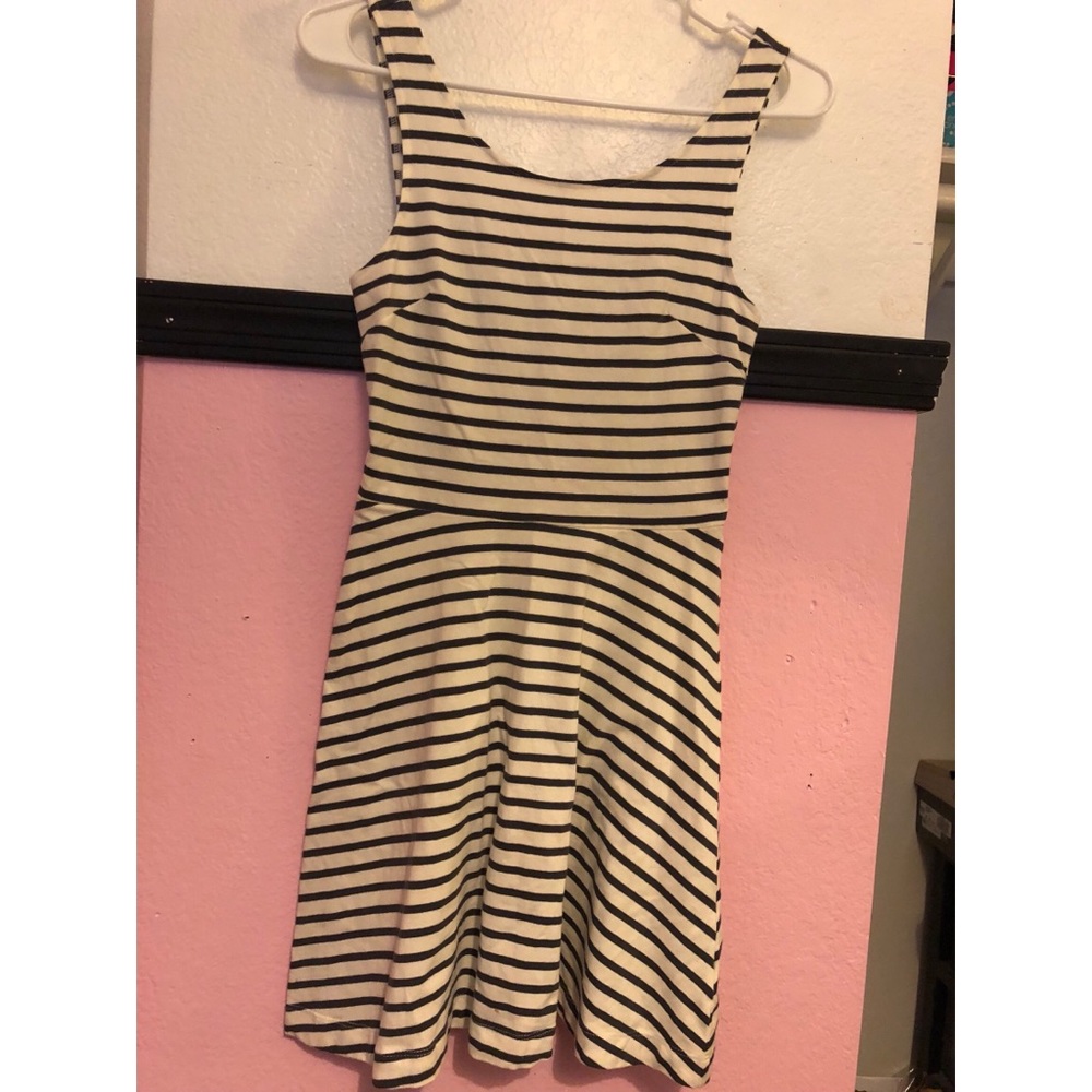 Black and white striped dress